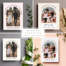 Modern Arch Photo Wedding Reception Invitations