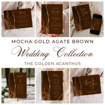 Modern Mocha Gold Agate Brown Wedding Suite