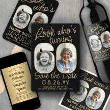 60th Birthday Party Invites & Decor • Black & Gold