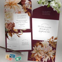 Maroon Autumn Elegance-Fall Wedding Stationery