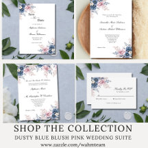 Dusty Blue Blush Pink Floral Botanical Wedding 