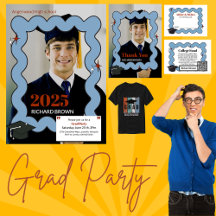 Light blue retro squiggle graduation collection 
