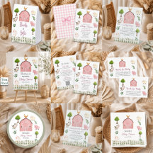 Watercolor Farm Animals Barnyard Girl Baby Shower 