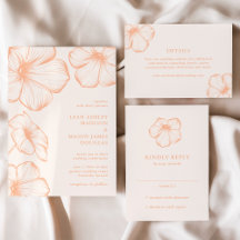 Modern Floral Elegant Wedding Invitation Suite