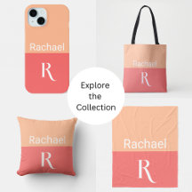 Peach Monogram Name Typography Home Accessories