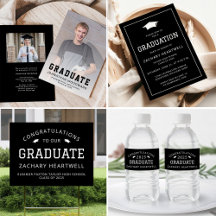 Classic Sporty Black Typography Graduation Suite