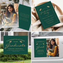 Modern Green Gold Script Graduation Suite