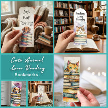 Watercolor Cute Animal Lover Reading Bookmarks
