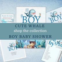 Cute Whale Boy Baby Shower Invitation Suite