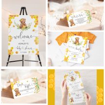 Honey bear baby shower collection