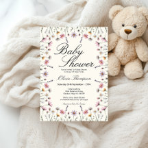 Soft Pastel Wildflower Boho Baby Shower Invitation