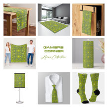 Yellow and green pixels play geometric shapes