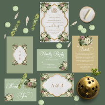 Elegant Floral Green and White Wedding Suite