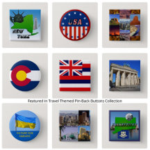 Travel Themed Pin-Back Buttons 