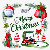 Golf Christmas Watercolor 2025