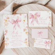 Wildflower Spring Pink Bow Baby shower