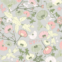Elegant Pink Green Gray Floral Pattern