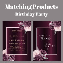 Birthday party - burgundy - floral