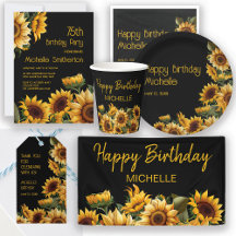 SUNFLOWERS ON BLACK BIRTHDAY PARTY COLLECTION