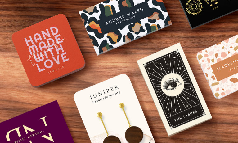 Een assortiment aan aanpasbare visitekaartjes