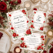 Romantic Scarlet Floral Elegance Wedding