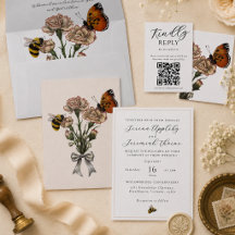 Vintage Floral Bee and Butterfly Wedding Suite