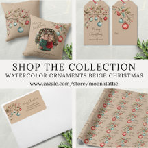 Modern Christmas Photo Watercolor Holly Branch