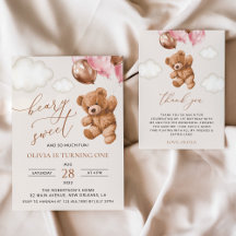 Teddy Bear, Pink Balloons Birthday Collection