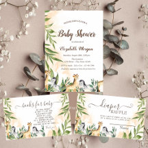 Cute Giraffe,Zebra Leaves Baby Shower
