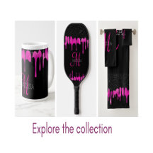 Black & Hot Pink Dripping Glitter 