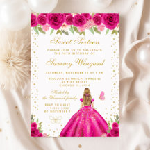 Hot Pink Floral Princess Birthday