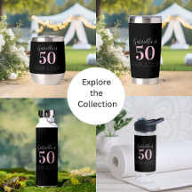 50 and fabulous party favors black pink tumblers