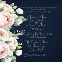 PINK PEONIES ON NAVY BACKGROUND