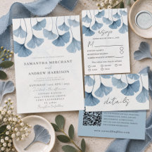 Rustic Leaf Dusty Blue Ginkgo Wedding Collection