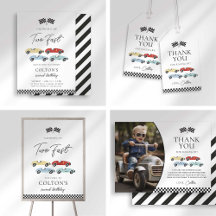 Multi-Color Retro Race Car Birthday