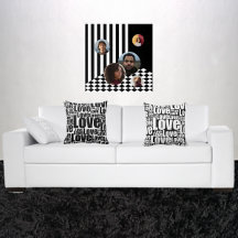 Black and White Pillows Meet Wall Decor