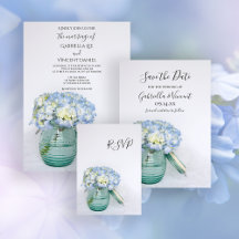 Blue Hydrangea Flowers in Vase Wedding