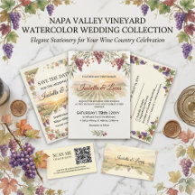 Napa Valley Vineyard Watercolor Wedding Suite