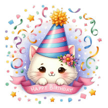 Cute Cartoon Kawaii Cat Happy Birthday