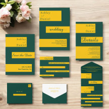 Delicate Green And Gold Stripes Simple Wedding