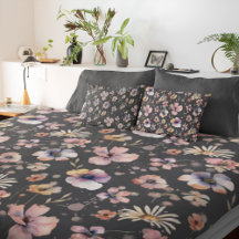 Dark Moody Wildflower Watercolor Boho Home Decor 