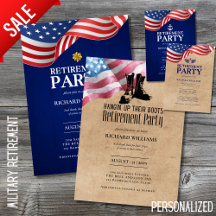Military Retirement Invitations US FLAG