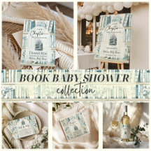 Library New Chapter Blue Boy Book Baby Shower