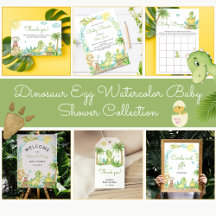 Dinosaur Egg Watercolor Baby Shower Collection