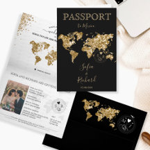 Wedding Passport Glitter with black background