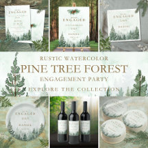 Rustic Watercolor Pine Forest Engagement Suite