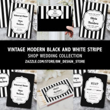 Vintage Modern Black & White Stripe for Wedding