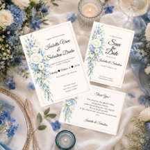 Elegant Dusty Blue Floral Romance Wedding