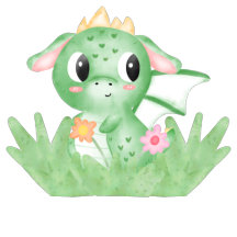 Watercolour Green Baby Dragon Collection