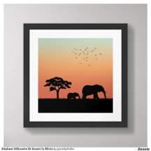 African Safari Sunset Elephant Silhouette